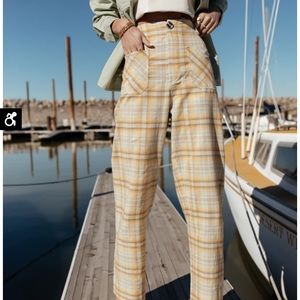 70s inspired cotton plaid pants